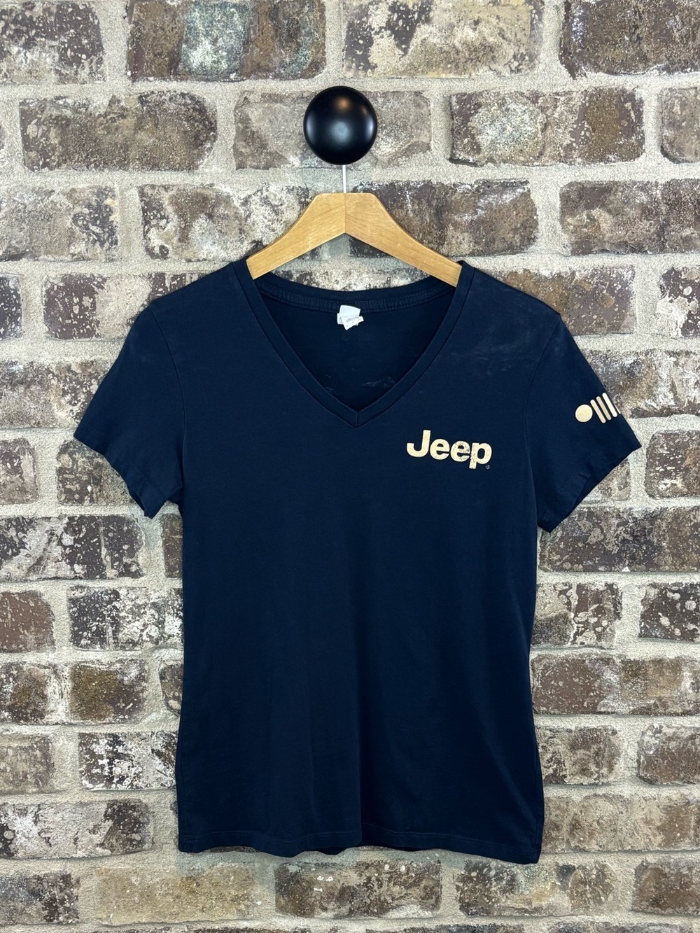 Jeep Navy Blue V-Neck Tee Womans Sz S
